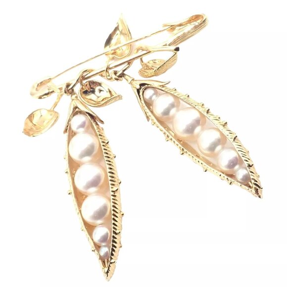 Authentic! Tiffany & Co Schlumberger Peapod 18k Yellow Gold Pearl Pin Brooch - Picture 1 of 8